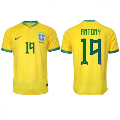 Brasil Antony #19 Hjemmedrakt VM 2022 Kortermet